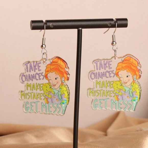 ❤️🔥 2 For $30 ❤️🔥 Magic School Bus - Miss Frizzle Acrylic Earrings - Picture 2 of 8